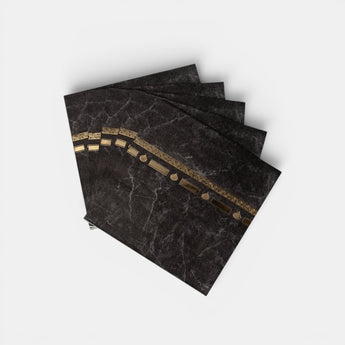 Galeries d'Orient Lot de 12 serviettes en papier noir marbré avec bordure dorée pour Hajj et Omra.
