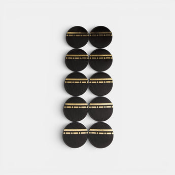 Galeries d'Orient Lot de 10 stickers ronds noirs avec motif doré Hajj et Omra, idéal pour la décoration.
