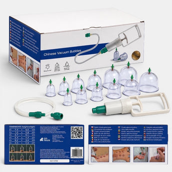 Kit de 12 ventouses Galeries d'Orient avec pompe manuelle et tuyau pour massage par succion sans flamme